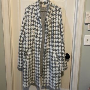 Grey and white houndstooth melloday heavyweight cardigan‎ XXL